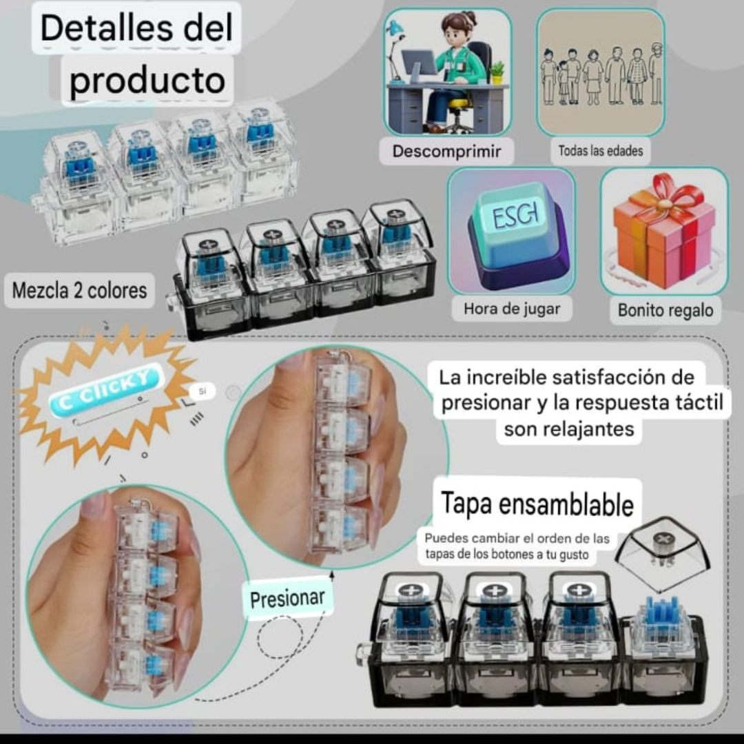 Teclado 4 letras, para aliviar el estres, ansiedad y tdah